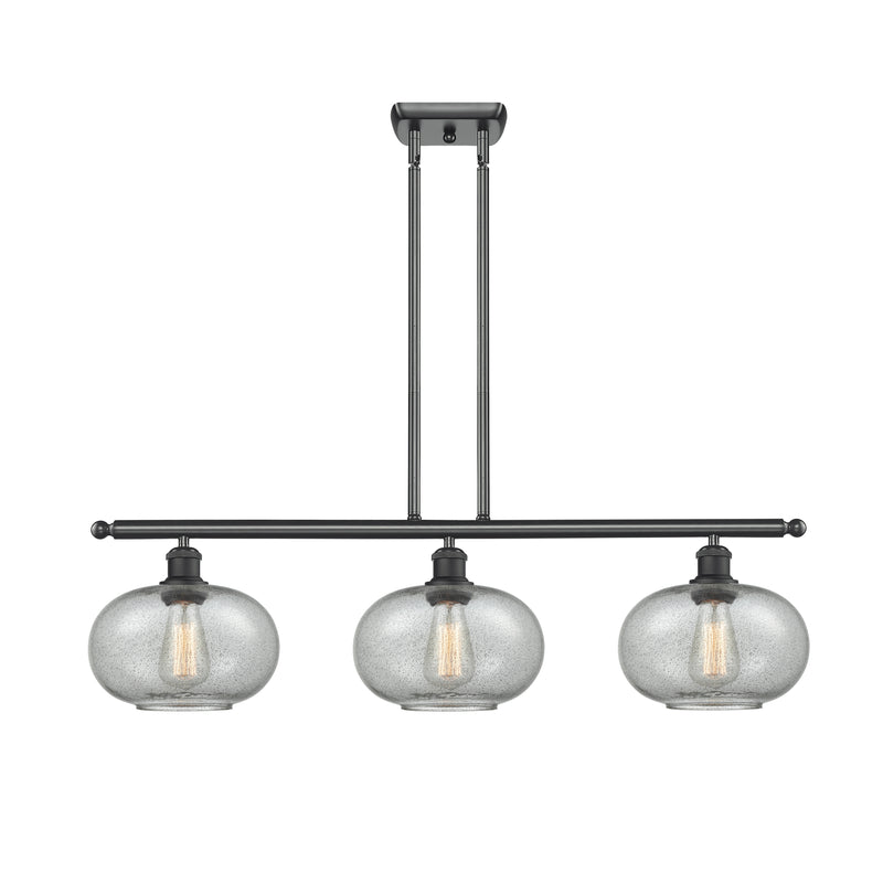 Gorham Island Light shown in the Matte Black finish with a Charcoal shade