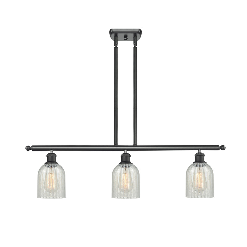 Caledonia Island Light shown in the Matte Black finish with a Mouchette shade