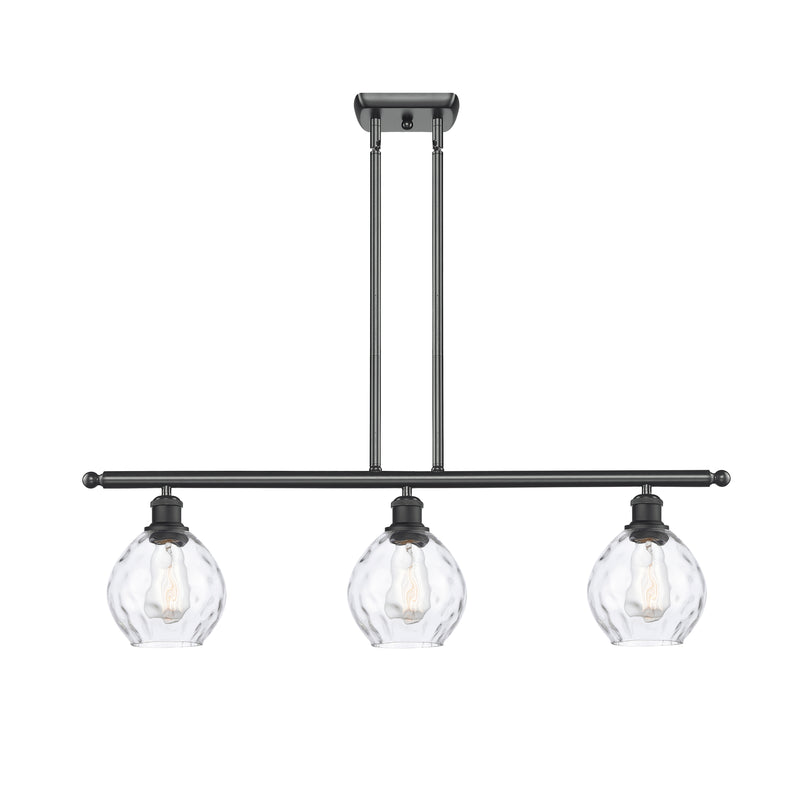 Waverly Island Light shown in the Matte Black finish with a Clear shade