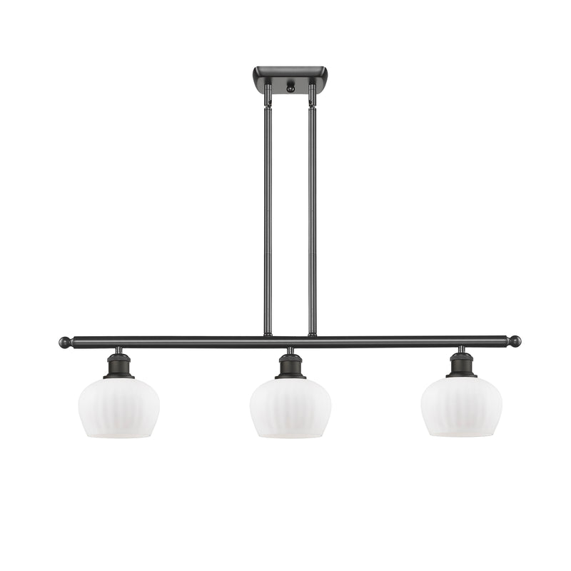 Fenton Island Light shown in the Oil Rubbed Bronze finish with a Matte White shade