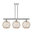 Farmhouse Rope Island Light shown in the Polished Chrome finish with a Clear Glass with Brown Rope shade