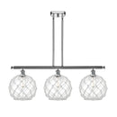 Farmhouse Rope Island Light shown in the Polished Chrome finish with a Clear Glass with White Rope shade