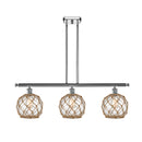 Farmhouse Rope Island Light shown in the Polished Chrome finish with a Clear Glass with Brown Rope shade