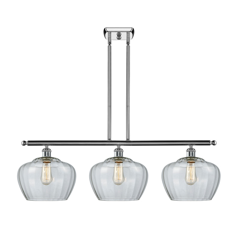 Fenton Island Light shown in the Polished Chrome finish with a Clear shade