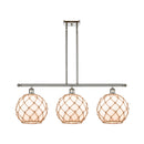 Farmhouse Rope Island Light shown in the Polished Nickel finish with a White Glass with Brown Rope shade