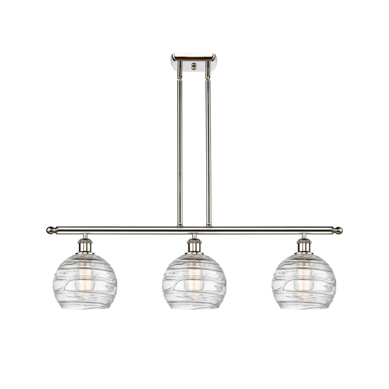 Deco Swirl Island Light shown in the Polished Nickel finish with a Clear shade