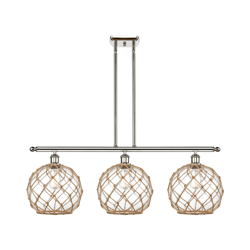 Farmhouse Rope Island Light shown in the Polished Nickel finish with a Clear Glass with Brown Rope shade