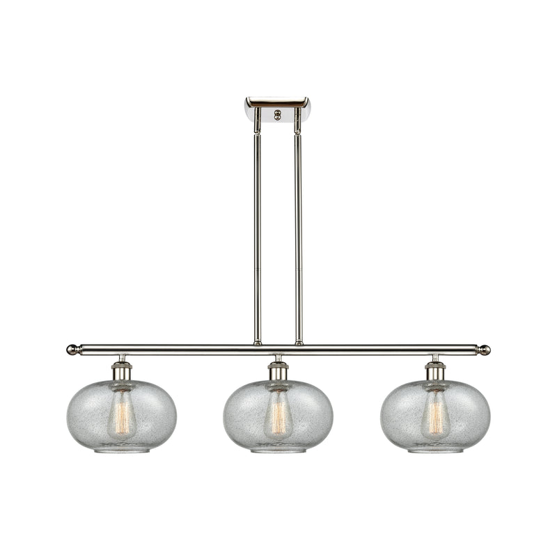 Gorham Island Light shown in the Polished Nickel finish with a Charcoal shade