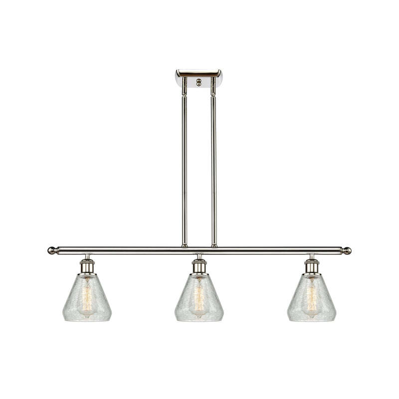 Conesus Island Light shown in the Polished Nickel finish with a Clear Crackle shade