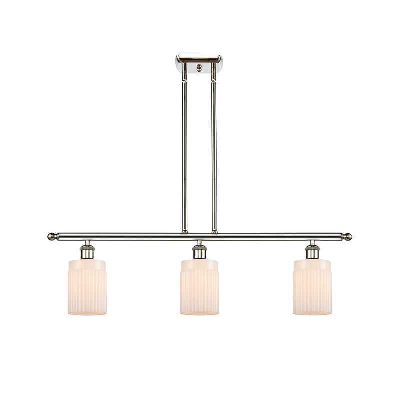 Hadley Island Light shown in the Polished Nickel finish with a Matte White shade