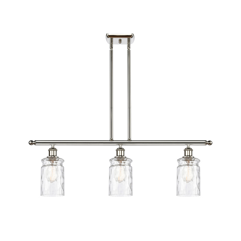 Candor Island Light shown in the Polished Nickel finish with a Clear Waterglass shade