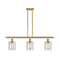 Cobbleskill Island Light shown in the Satin Gold finish with a Clear shade