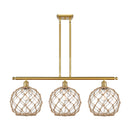 Farmhouse Rope Island Light shown in the Satin Gold finish with a Clear Glass with Brown Rope shade