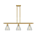 Conesus Island Light shown in the Satin Gold finish with a Clear Crackle shade