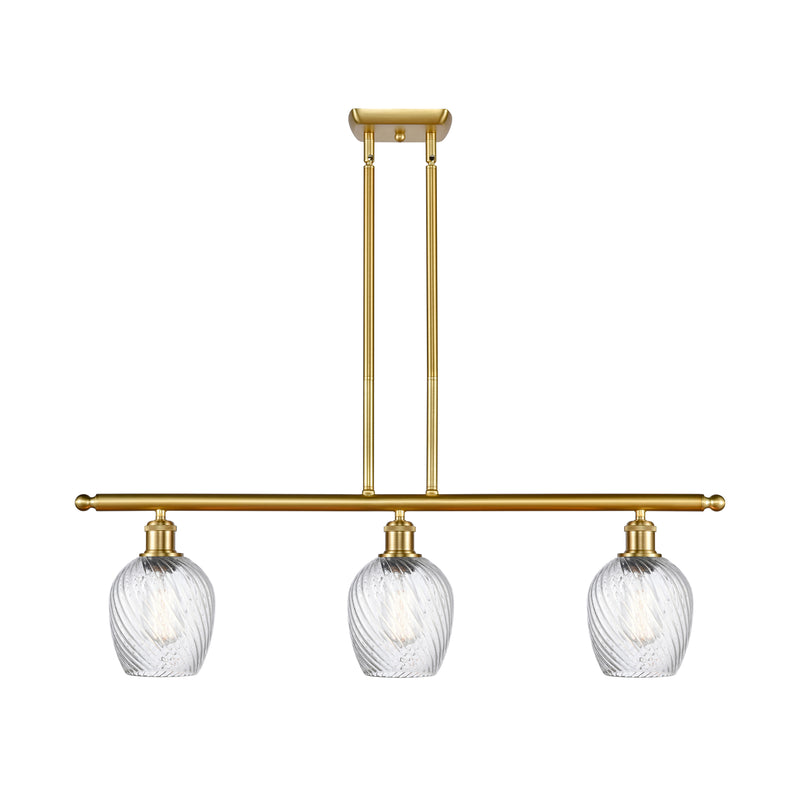 Salina Island Light shown in the Satin Gold finish with a Clear Spiral Fluted shade