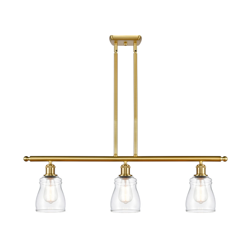 Ellery Island Light shown in the Satin Gold finish with a Clear shade