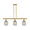 Eaton Island Light shown in the Satin Gold finish with a Clear shade