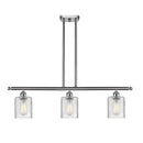 Cobbleskill Island Light shown in the Brushed Satin Nickel finish with a Clear shade