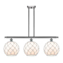 Farmhouse Rope Island Light shown in the Brushed Satin Nickel finish with a White Glass with White Rope shade