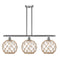 Farmhouse Rope Island Light shown in the Brushed Satin Nickel finish with a Clear Glass with Brown Rope shade