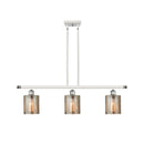 Cobbleskill Island Light shown in the White and Polished Chrome finish with a Mercury shade