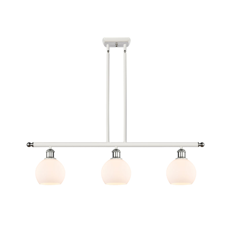 Athens Island Light shown in the White and Polished Chrome finish with a Matte White shade