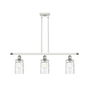 Candor Island Light shown in the White and Polished Chrome finish with a Clear Waterglass shade