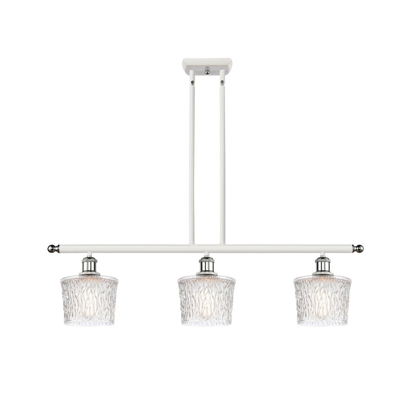 Niagra Island Light shown in the White and Polished Chrome finish with a Clear shade