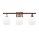 Belfast Bath Vanity Light shown in the Antique Copper finish with a Matte White shade