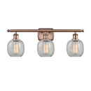 Belfast Bath Vanity Light shown in the Antique Copper finish with a Clear Crackle shade