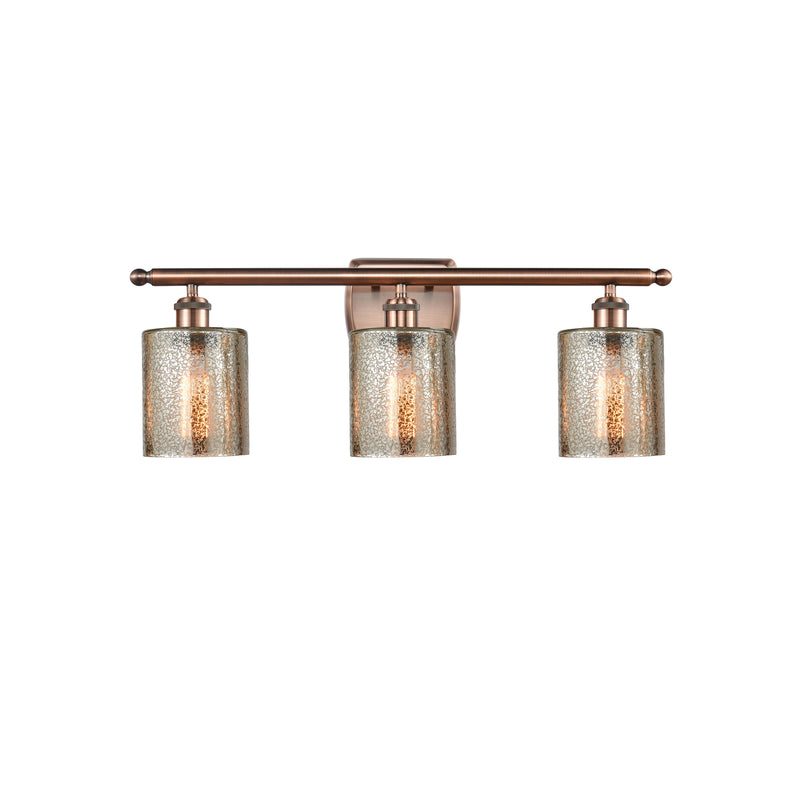 Cobbleskill Bath Vanity Light shown in the Antique Copper finish with a Mercury shade