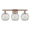 Farmhouse Rope Bath Vanity Light shown in the Antique Copper finish with a Clear Glass with White Rope shade