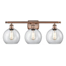 Athens Bath Vanity Light shown in the Antique Copper finish with a Clear shade