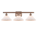 Orwell Bath Vanity Light shown in the Antique Copper finish with a Matte White shade