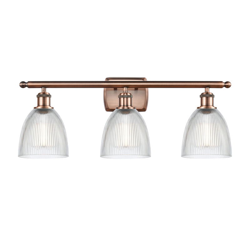 Castile Bath Vanity Light shown in the Antique Copper finish with a Clear shade