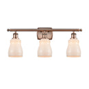 Ellery Bath Vanity Light shown in the Antique Copper finish with a White shade