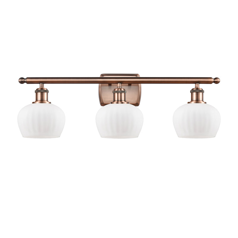 Fenton Bath Vanity Light shown in the Antique Copper finish with a Matte White shade