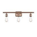 Bare Bulb Bath Vanity Light shown in the Antique Copper finish