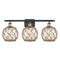 Farmhouse Rope Bath Vanity Light shown in the Black Antique Brass finish with a Clear Glass with Brown Rope shade