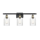 Hadley Bath Vanity Light shown in the Black Antique Brass finish with a Clear shade