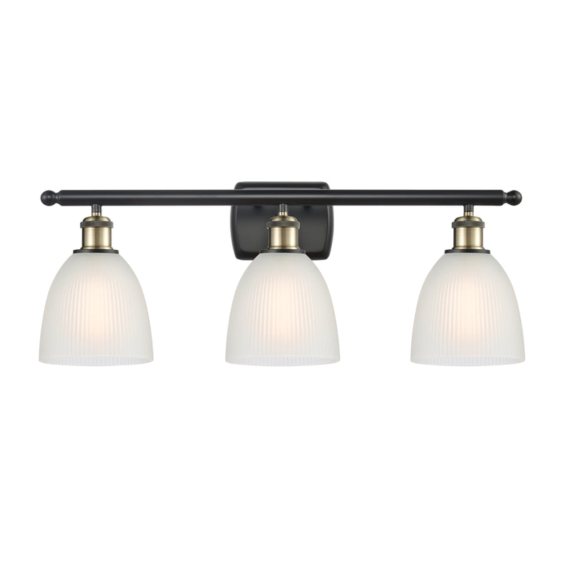 Castile Bath Vanity Light shown in the Black Antique Brass finish with a White shade