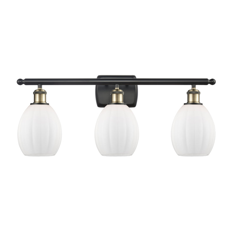 Eaton Bath Vanity Light shown in the Black Antique Brass finish with a Matte White shade