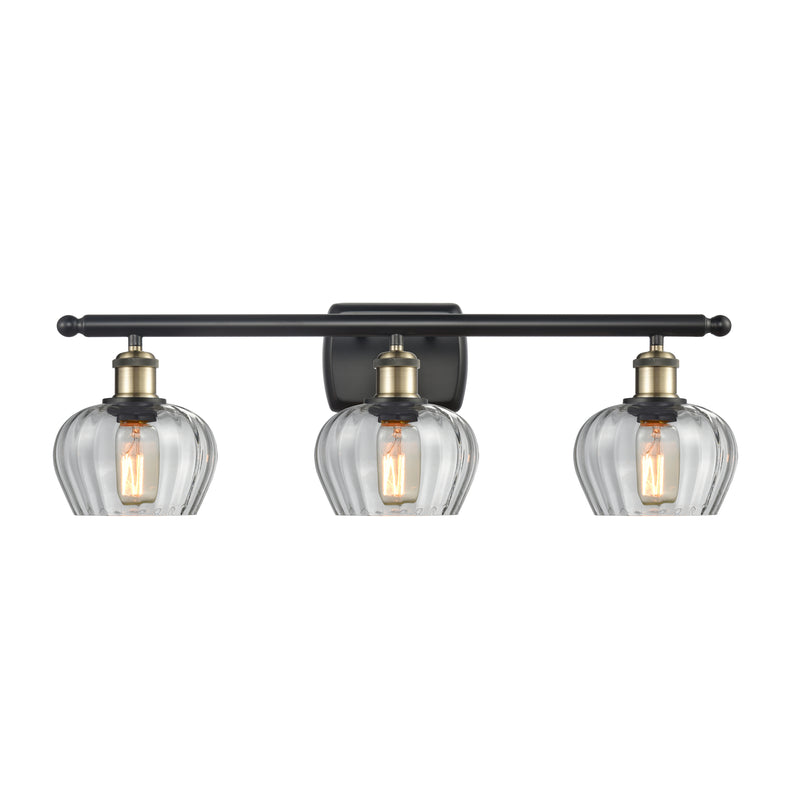 Fenton Bath Vanity Light shown in the Black Antique Brass finish with a Clear shade