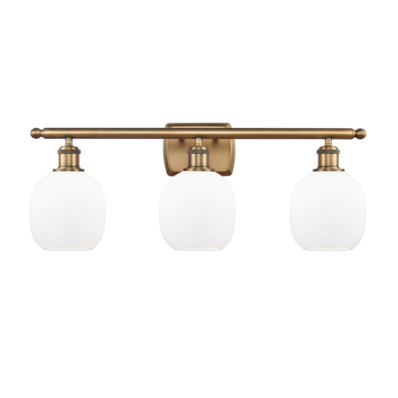 Belfast Bath Vanity Light shown in the Brushed Brass finish with a Matte White shade