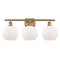 Athens Bath Vanity Light shown in the Brushed Brass finish with a Matte White shade