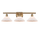 Orwell Bath Vanity Light shown in the Brushed Brass finish with a Matte White shade