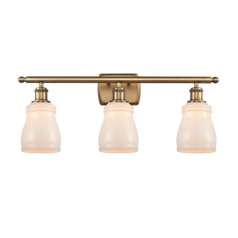 Ellery Bath Vanity Light shown in the Brushed Brass finish with a White shade