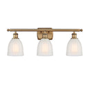 Brookfield Bath Vanity Light shown in the Brushed Brass finish with a White shade