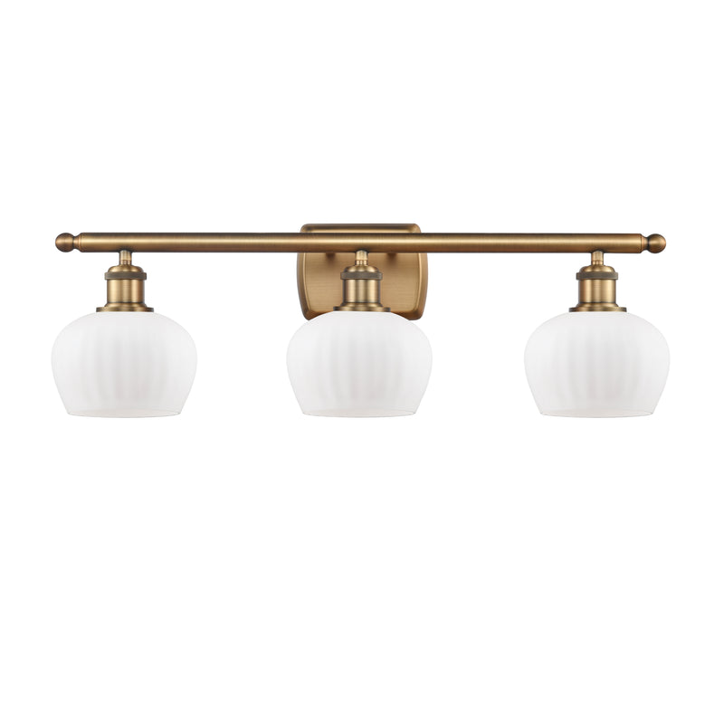 Fenton Bath Vanity Light shown in the Brushed Brass finish with a Matte White shade