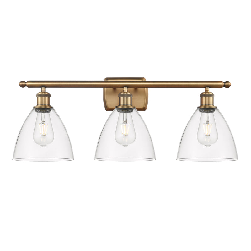 Ballston Dome Bath Vanity Light shown in the Brushed Brass finish with a Clear shade